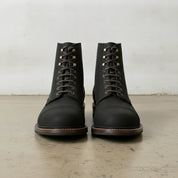 Men's Black Cap-Toe Nubuck Leather Ankle Boots