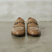 Men's Tan Plain-Toe Leather Bit Loafers