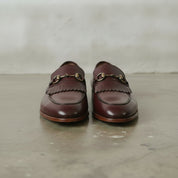 Men's Burgundy Plain-Toe Leather Bit Loafers