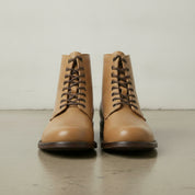 Men's Tan Plain-Toe Leather Ankle Lace-Up Boots