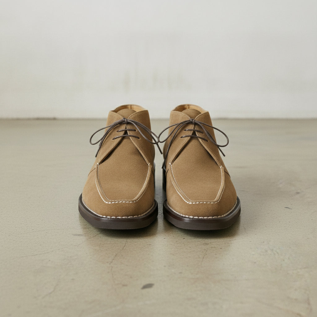 Men's Tan Apron-Toe Suede Chukka Boots