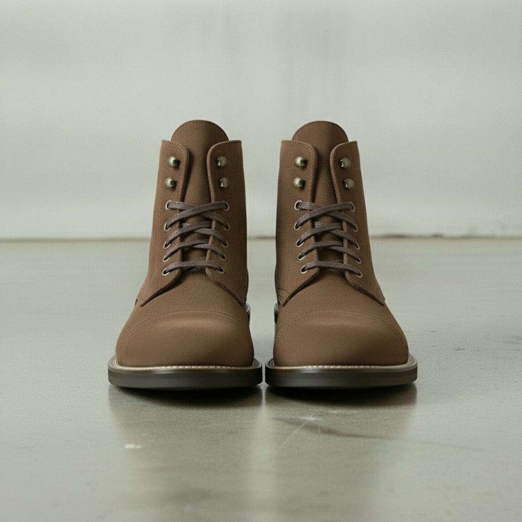 Men's Brown Cap-Toe Suede Ankle Lace-Up Boots
