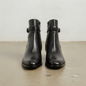 Men's Black Plain-Toe Leather Ankle Boots