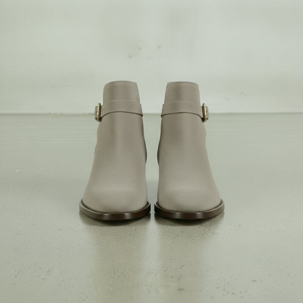 Men's Light Gray Plain-Toe Suede Jodhpur Boots