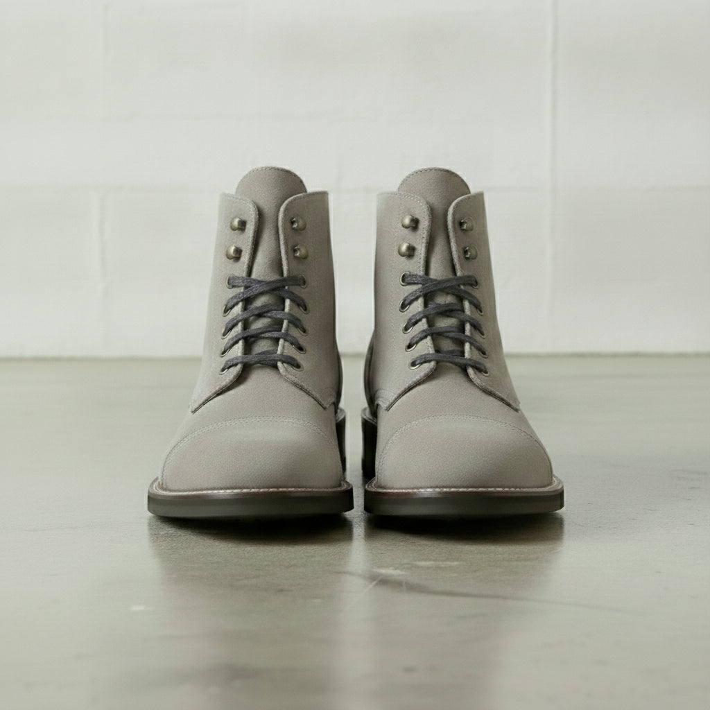 Men's Light Gray Cap-Toe Suede Ankle Lace-Up Boots