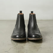 Men's Black Wingtip Suede Leather Chelsea Boots — Colman