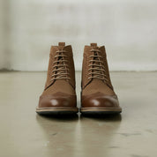 Men's Brown Wingtip Suede Derby Boots — Potter