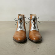 Men's Tan and Silver Cap-Toe Leather Ankle Boots — Clarendon