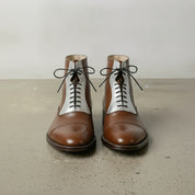 Men's Brown and Silver Cap-Toe Leather Ankle Boots — Clarendon