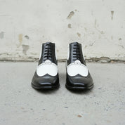 Men's Black and White Wingtip Leather Spectator Oxfords