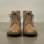 Men's Tan Cap-Toe Leather Ankle Boots — Borton