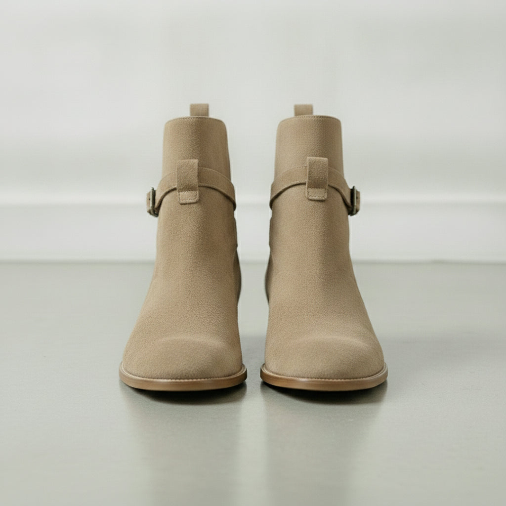 Men's Tan Suede Leather Plain-Toe Jodhpur Boots — Fowkes