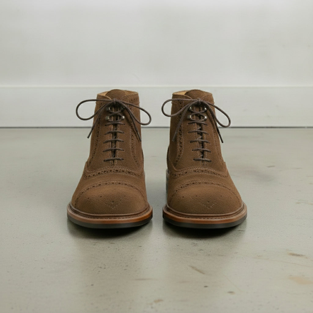 Men's Dark Brown Cap-Toe Suede Ankle Boots — Coldstream