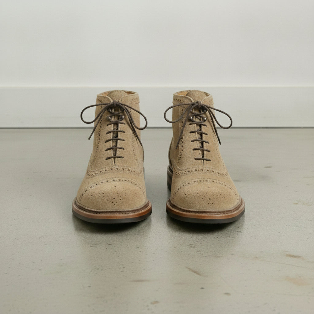 Men's Dark Tan Cap-Toe Suede Ankle Boots — Coldstream