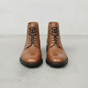 Men's Tan Cap-Toe Pebbled Leather Ankle Boots — Sleaford