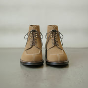 Men's Tan Apron-Toe Suede Derby Ankle Boots — Greenway