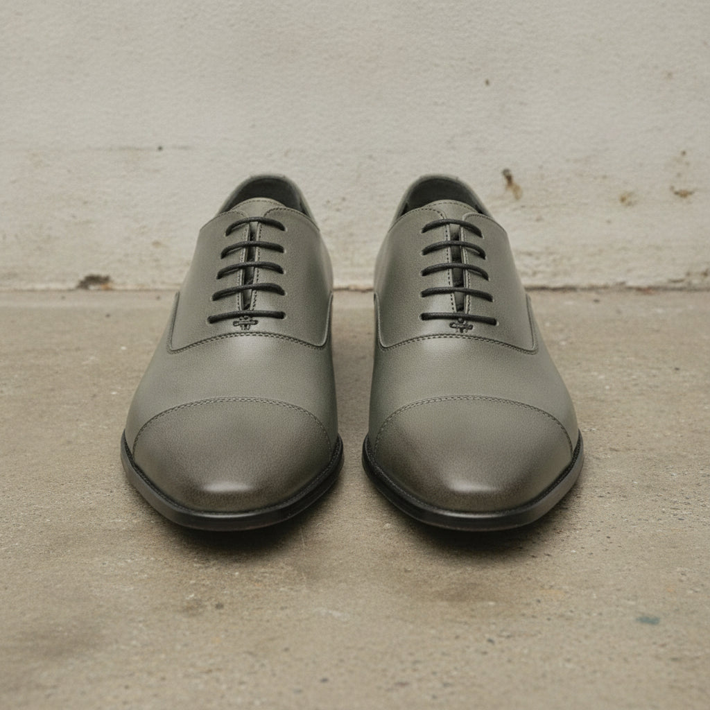 Men's Olive Gray Cap-Toe Leather Oxfords — Abberline