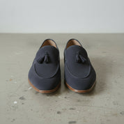 Navy Blue Suede Tassel Loafers — Dover