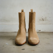 Men's Tan Suede Cuban Heel Ankle Boots — Ackland