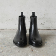 Men's Black Plain-Toe Leather Zip Boots — Bunton — Bunton