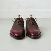 Men's Burgundy and Cognac Wingtip Leather Spectator Oxfords — Stephenson