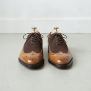 Men's Tan and Cognac Wingtip Leather Spectator Oxfords — Stephenson