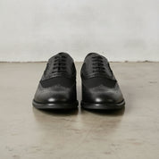 Men's Black Pebbled Leather Wingtip Oxfords — Neale