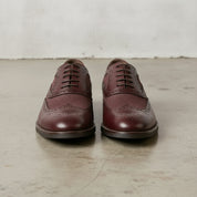 Men's Burgundy Pebbled Leather Wingtip Oxfords — Neale