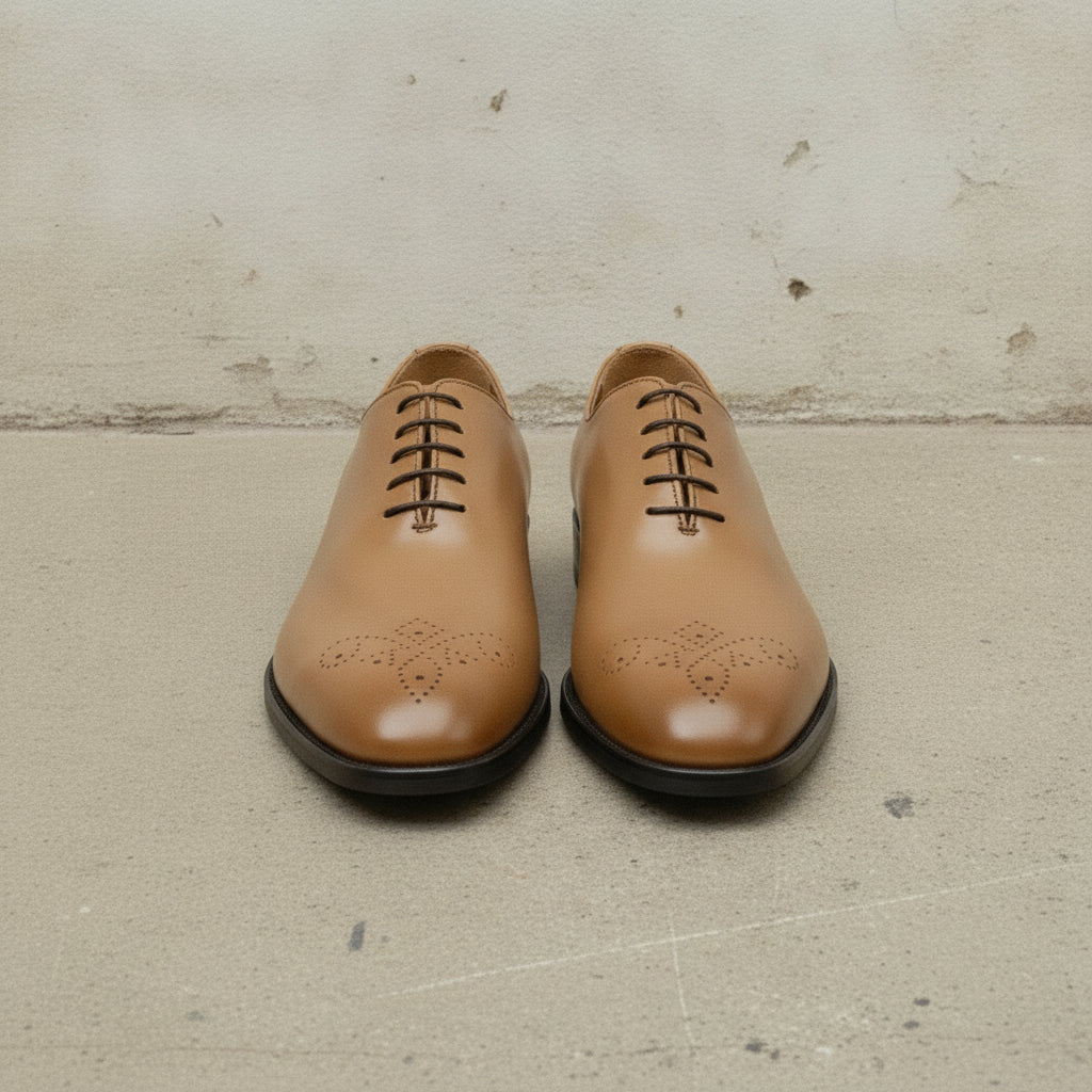 Men's Tan Plain-Toe Leather Oxfords — Norton