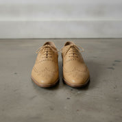Men's Tan Wingtip Pebbled Leather Oxfords — Chigwell