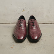 Men's Burgundy Alligator-Embossed Leather Oxfords — Amhurst