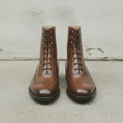 Men's Brown Wingtip Leather Oxford Boots — Selby