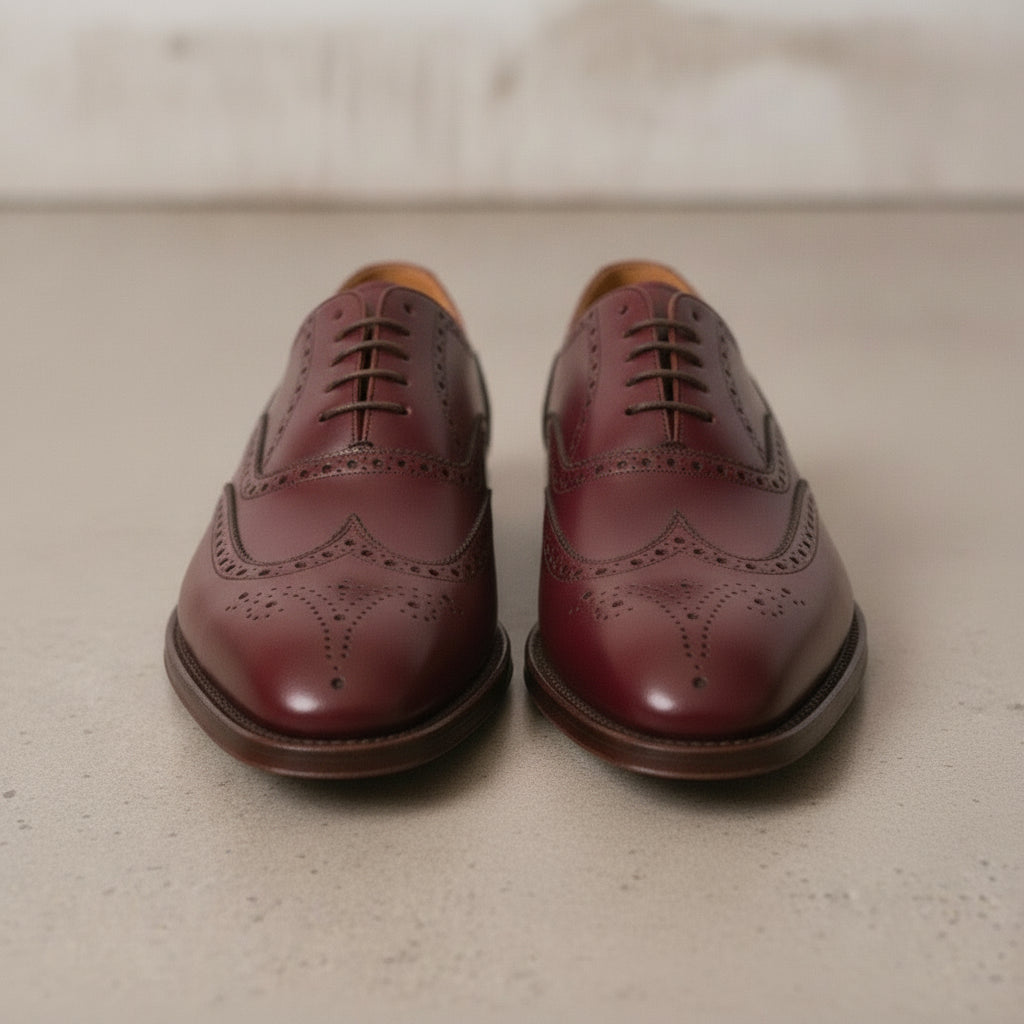 Men's Burgundy Wingtip Leather Oxfords — Dingley