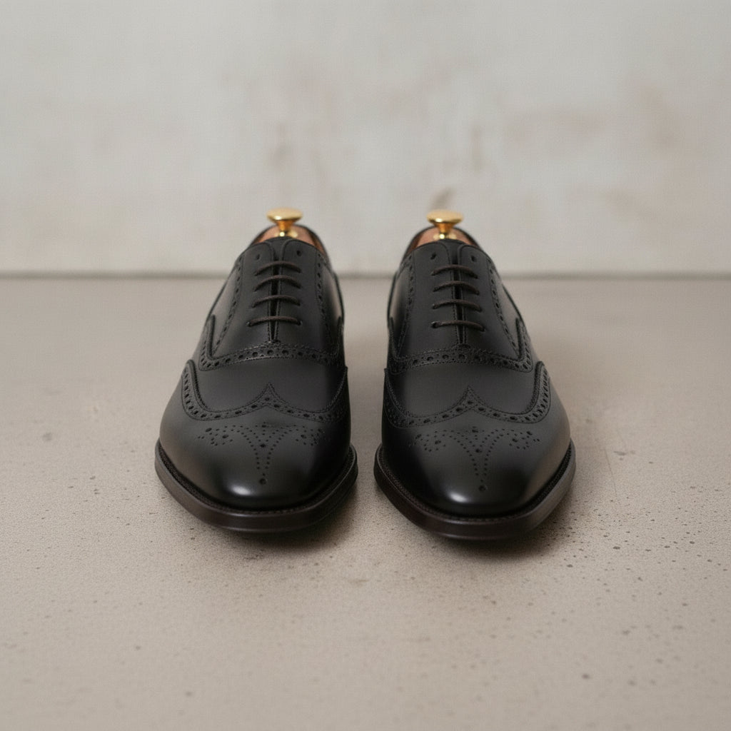 Men's Black Wingtip Leather Oxfords — Dingley