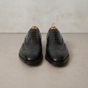 Men's Black Wingtip Leather Oxfords — Dingley