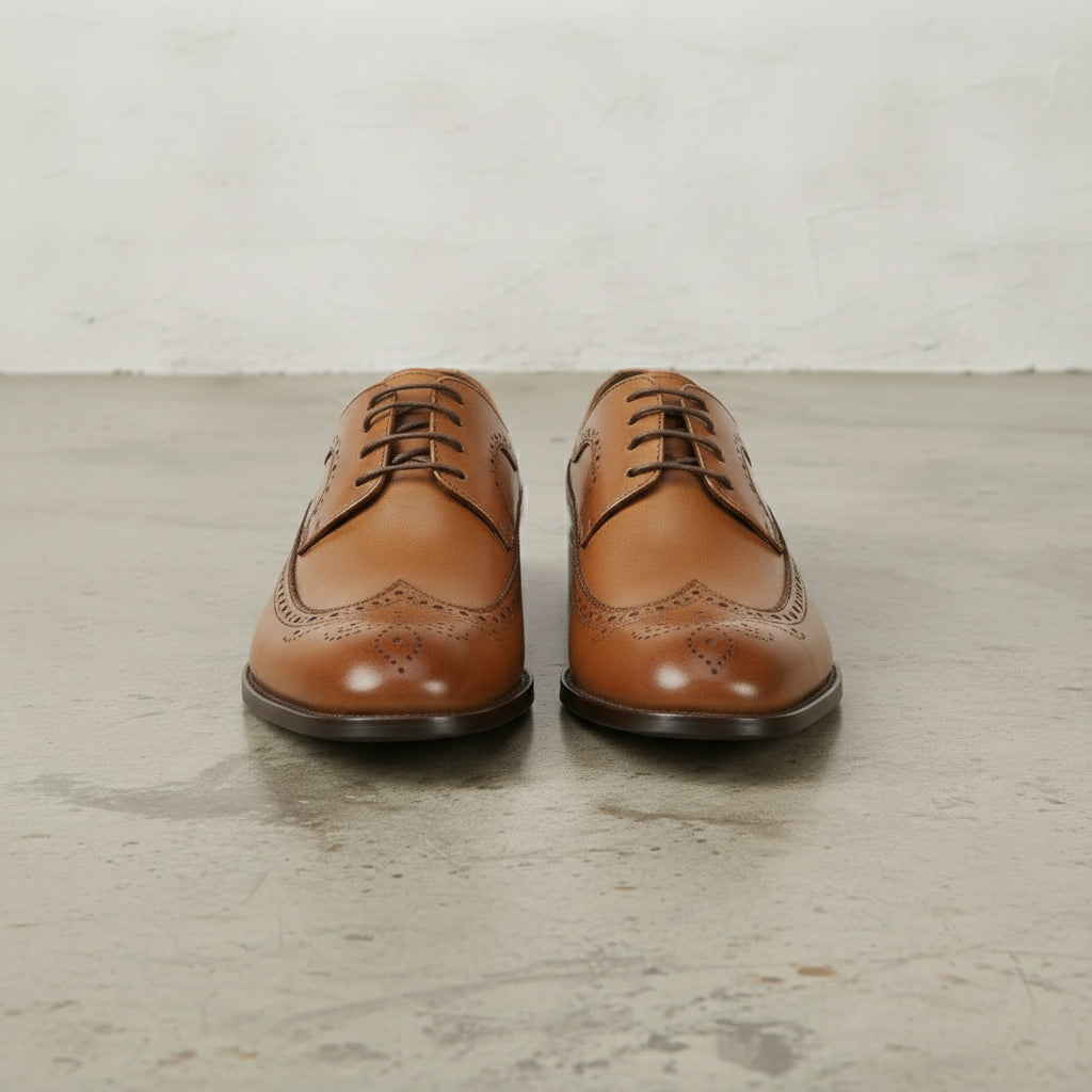 Men's Tan Wingtip Leather Brogue Derby — Bathwick — Bathwick