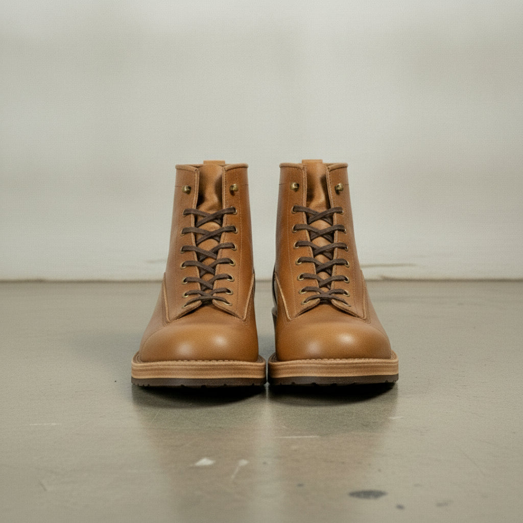 Men's Tan Plain-Toe Leather Ankle Boots — Greenfield
