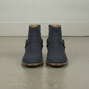 Men's Navy Blue Plain-Toe Suede Harness Boots — Dalton