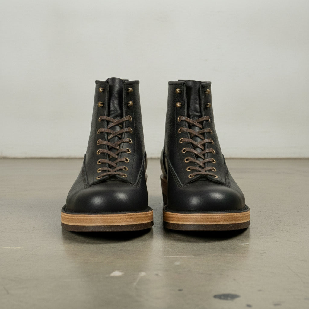 Men's Black Plain-Toe Leather Ankle Boots — Greenfield