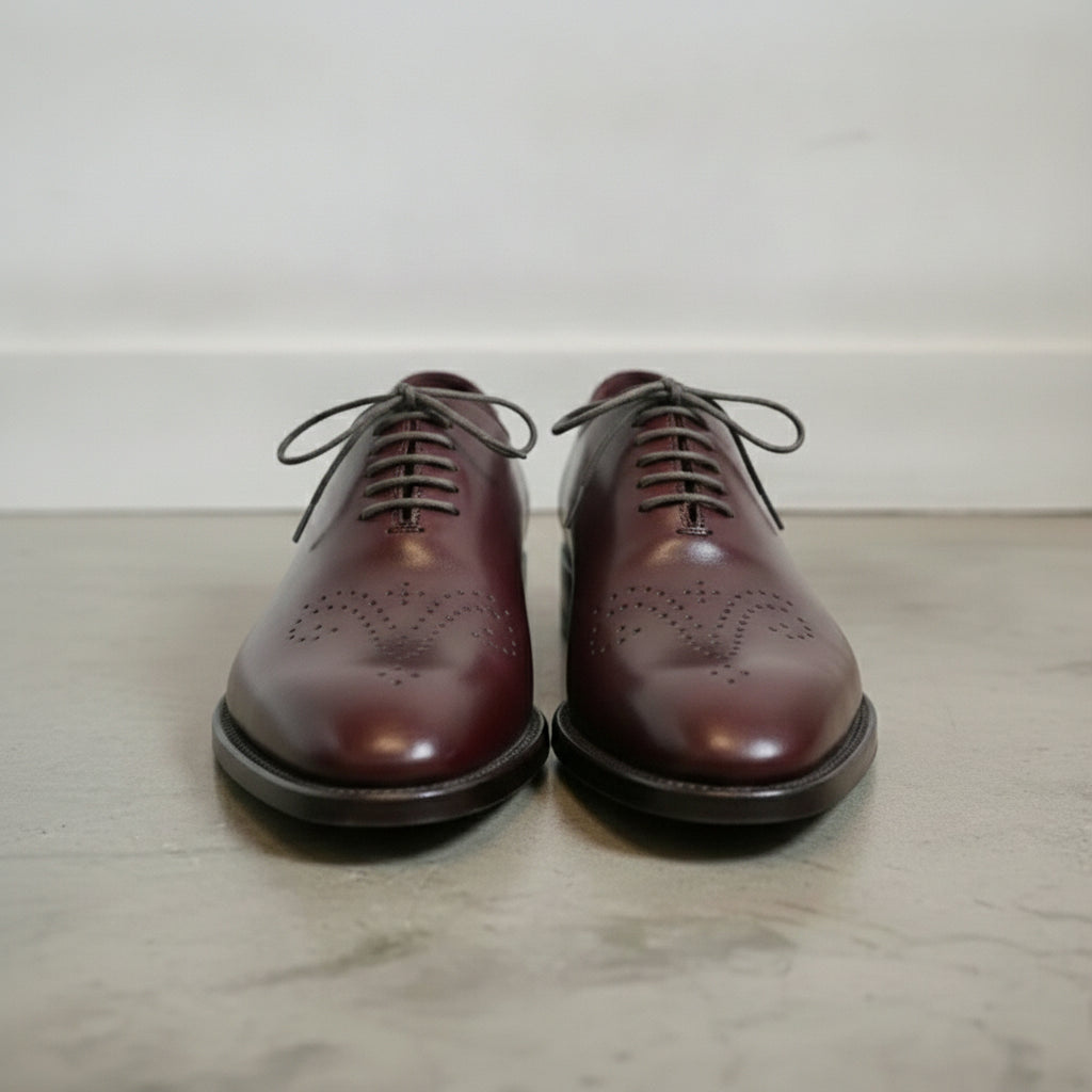Men's Burgundy Brogue Leather Oxfords — Chadburn