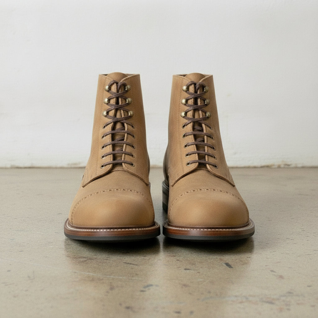 Men's Tan Cap-Toe Nubuck Leather Ankle Boots — Laverton