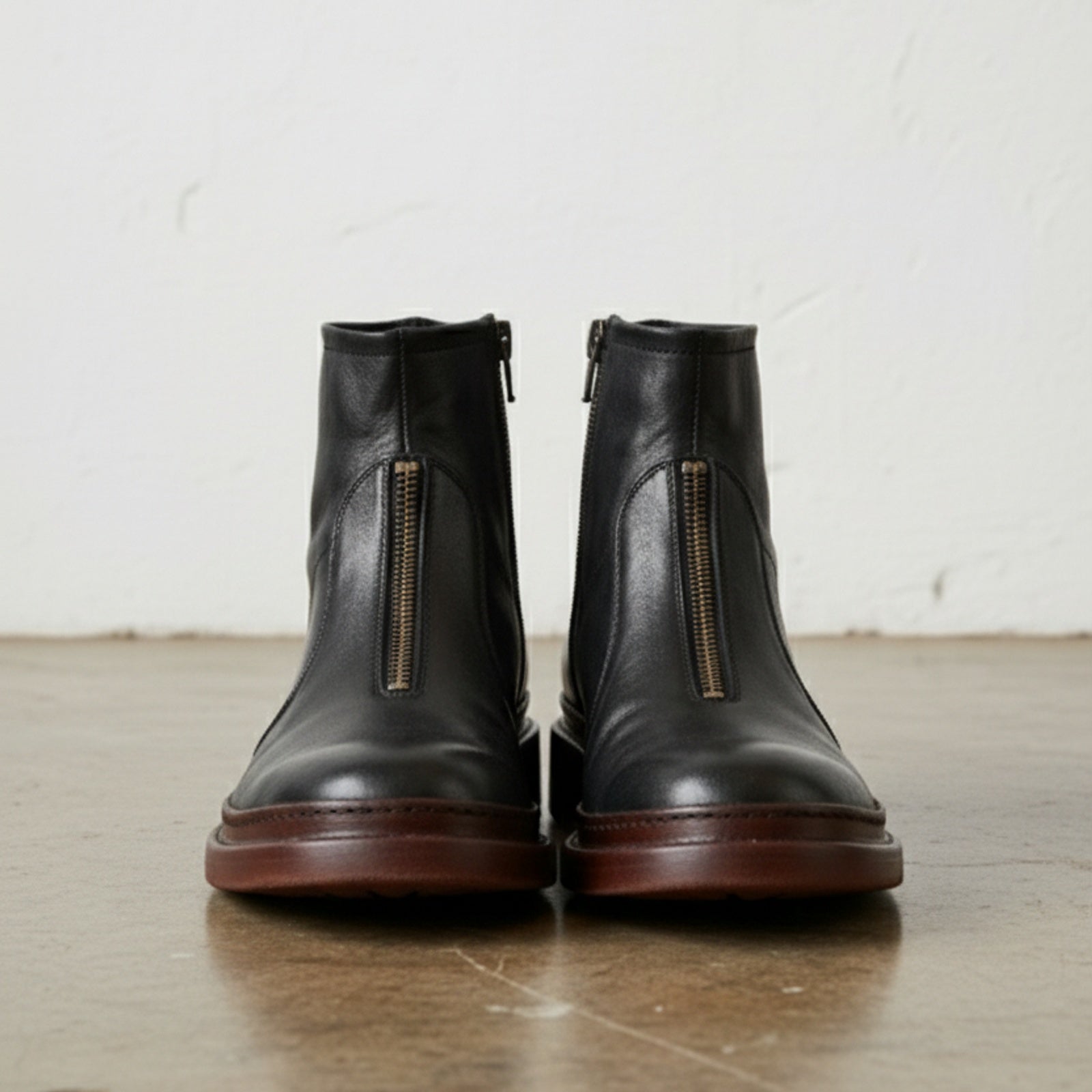 front-view - Men's Ankle Boots, Leather Ankle Boots, Casual Leather Boots