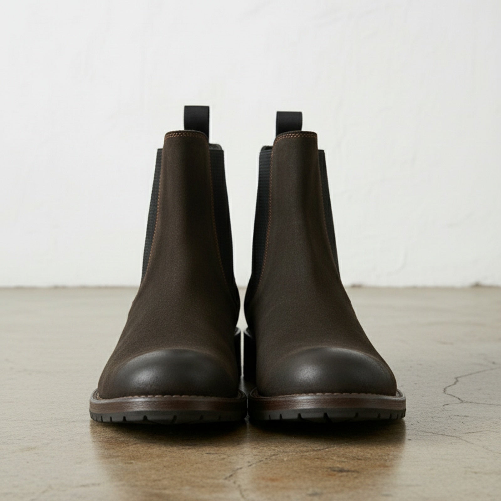 front-view - Men's Chelsea Boots, Suede Chelsea Boots, Dark Brown Chelsea Boots, Casual Chelsea Boots