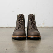 front-view - Men's Combat Boots, Dark Brown Leather Boots, Goodyear Welt Combat Boots