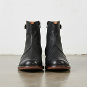 front-view - Men's Distressed Ankle Boots, Full-Grain Leather Ankle Boots, Buckle Strap Ankle Boots