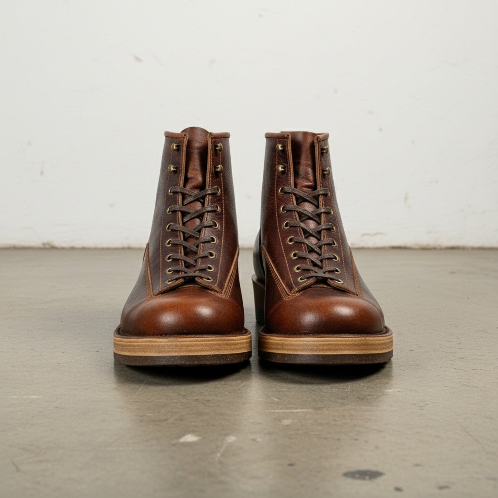 front-view - Men's Work Boots, Full-Grain Leather Ankle Boots, Durable Lace-Up Boots