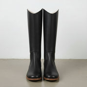 front-view - Women's Handmade Black Knee-High Leather Classic Riding Boots