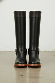 front-view - Women's Handmade Black Leather Classic Riding Boots