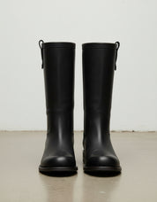 front-view - Women's Handmade Black Leather Flat Western Boots