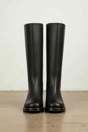 front-view - Women's Handmade Black Leather Knee-High Riding Boots